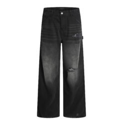 American Retro Tattered Jeans Jeans - Black, M