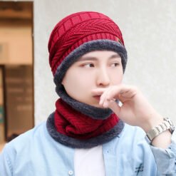 Coral Fleece Balaclava Winter Hat Beanies Unisex Hats - Red, Hat and scarf