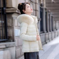 Removable Cap Down Cotton Small Padded Jacket - Beige, L