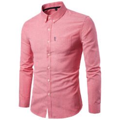 Men S Shirts Korean Men Slim Long Sleeve Dress Shirt - Watermelon Red, 5XL
