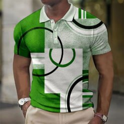 Fashion Men'S Polo Shirts 3d Splicing Plaid Printing Art Men - 7color, M