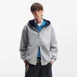 Men's And Women's Double-zipper Jackets - Light Grey, 3XL