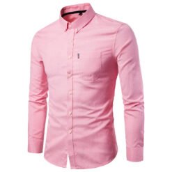 Men S Shirts Korean Men Slim Long Sleeve Dress Shirt - Coral, 5XL