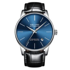 watches men's automatic mechanical watches - Black skin blue face