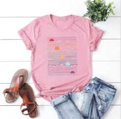 Women's oversized printed T-shirt - Pink, 5XL