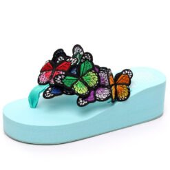 Handmade slippers butterfly sandals and slippers - Water Blue, 40