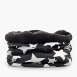 3 in 1 Ring Scarf For Women Men Beanies Hats With Pentagram Pattern Double Layer Hip Hop Hedging Cap Lining With Velvet - Black velvet