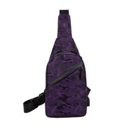 Camouflage Chest Bags Men Crossbody Bag With Headphone Hole - Camo Purple