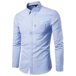 Men S Shirts Korean Men Slim Long Sleeve Dress Shirt - Sky Blue, 4XL