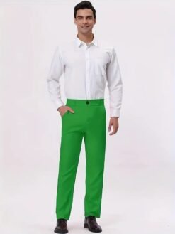 Solid-color, Lightweight Business Casual Chinos Slim-fit Athletic Trousers - Green, M