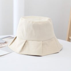 Women Sun Hats Female Summer Solid Bucket Hat Lady Pure Color Panama Cotton Outdoor Fisherman Hat - White