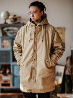 American Retro Fishtail Parka Hooded Jacket - Khaki, L