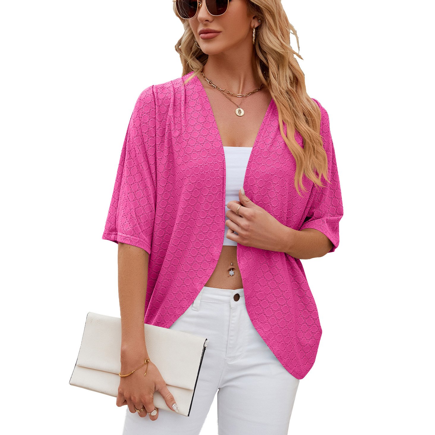 Half Sleeves Cardigan Knitted Cardigan Coat Office Cardigan - Image 7
