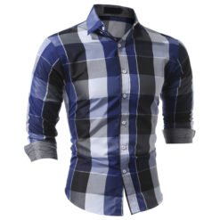 Classic Plaid Dress Shirts - Blue, XXL