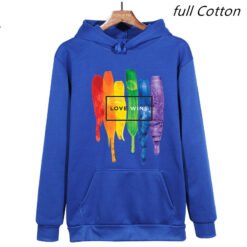 Men's Pride Lgbt Cotton Fleece Hoodies Sweatshirts Man Love Wins Sweatshirts Hoodies Comics Hoodie - Blue full Cotton, M
