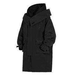Tooling With Hooded Fake Two Trench Coats Loose For Men And Women - Black, M