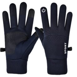 Men's Cycling Touchscreen Fleece Driving Gloves - Blue, M