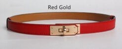 High Quality Women Real Leather 1.8cm Width Belts Golden - 5 Style