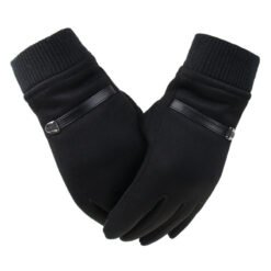 Winter Men's Gloves Suede - Black, Average Size