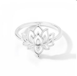Women's Stainless Steel Rings Vintage Golden Lotus Rings Men's Moon Sun Opal Rings Wedding Couple Rings - A4