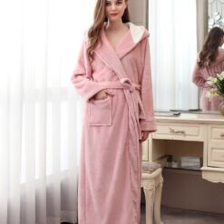 Plus Fat Coral Velvet Bathrobe Pajamas For Men - Pink Girl, M