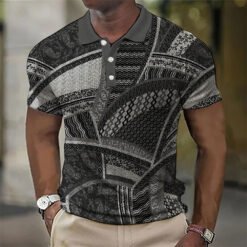 Fashion Men'S Polo Shirts 3d Splicing Plaid Printing Art Men - 8color, 4XL