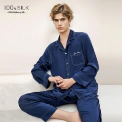 Mumi Heavyweight Silk Pajamas For Men - 5095 Dark Blue 19 M, XXL