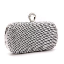 Evening Clutch Bags Diamond-Studded Evening Bag With Chain Shoulder Bag - Sliver