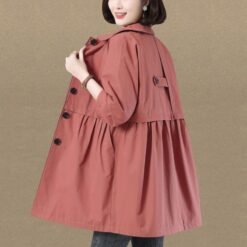 Waist Slimming Little Trench Coat Women - 0379 Leather Pink, 3XL