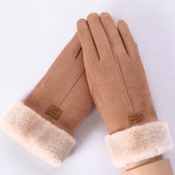 Touchscreen Compatible Thermal Gloves For Women Cyclists - Khaki, Free Size