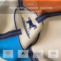 Alternative view of Winter Scarf Cashmere Shawl Women Color Blocked Horse Pattern Reversible Scarf With Tassel Pashmina Shawls And Wraps