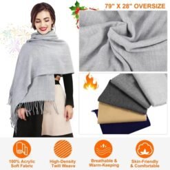 Alternative view of Mens Womens Oversize Cashmere Wool Shawl Wraps Blanket Winter