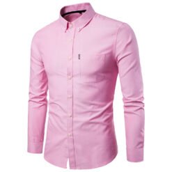 Men S Shirts Korean Men Slim Long Sleeve Dress Shirt - Pink, 5XL