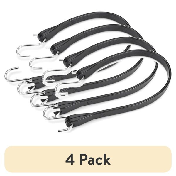 (4 pack) Hyper Tough, Rubber Strap Bungee Cords, 21", 1 Pack, 0.2 lb