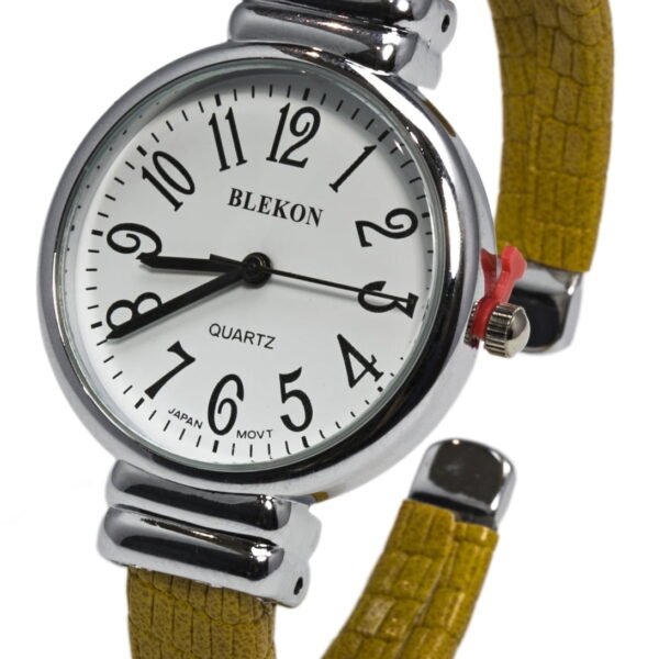 Blekon Collections Japanese Quartz Women's 31mm Case Snake Pattern Leather Cuff Bangle Watch