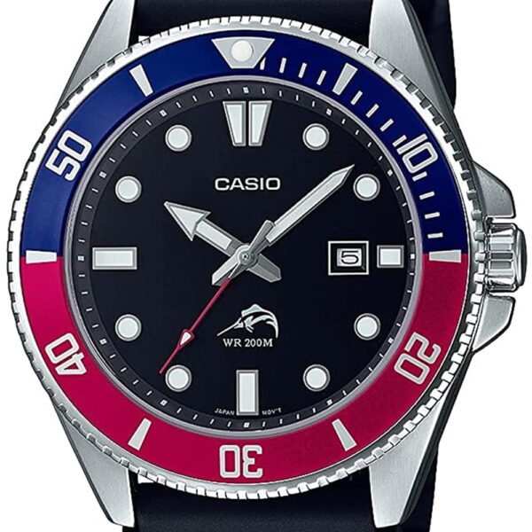 Casio Men's Sports Quartz 200m Stainless Steel/Black Resin Watch MDV106B-1A2V