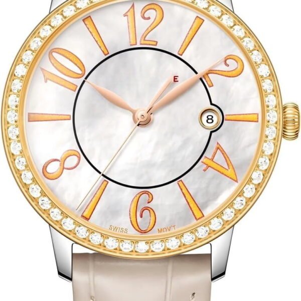 Dainty Watches for Women, Mother-of- Dial and Swiss Quartz Movement, Ladies Watch with Leather Strap