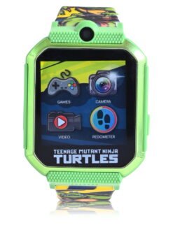 Nickelodeon Teenage Mutant Ninja Turtles Unisex Touchscreen Smart Watch with Silicone Strap and Metallic Green Case 42MM