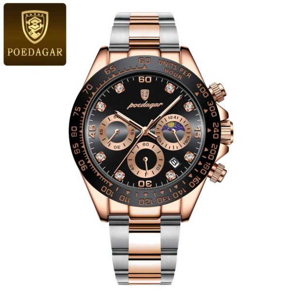 POEDAGAR Luxury Watch For Men Chronograph Waterproof Luminous Date Man Wristwatch Stainless Steel Men's Watches Quartz Clock box