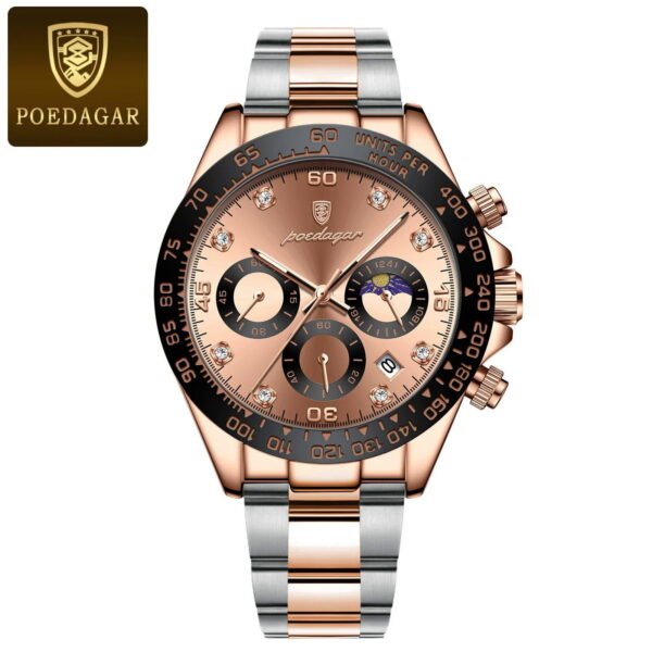 POEDAGAR Luxury Watch For Men Chronograph Waterproof Luminous Date Man Wristwatch Stainless Steel Men's Watches Quartz Clock box