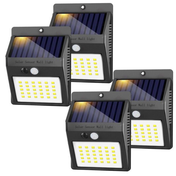 SZRSTH Solar Outdoor Lights -Waterproof Sensor Wireless Security Lights for Garden Fence Yard, 4Pack