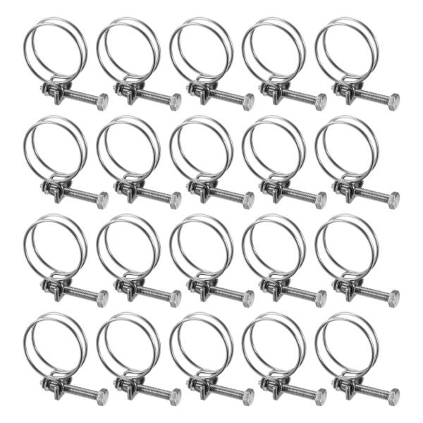 Uxcell 20-Pack Double Wire Hose Clamp, 32-36mm 304 Stainless Steel Hose Clips Adjustable for Dust Collection Hose