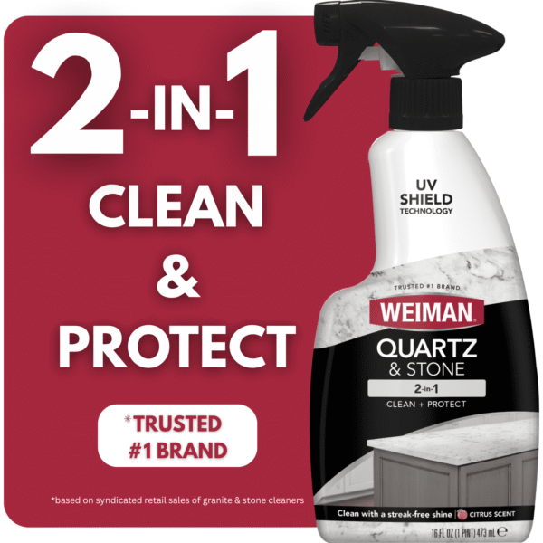 Weiman 2-in-1 Quartz & Stone Countertop Cleaning Spray, Citrus Scent with UV Protection, 16 fl oz
