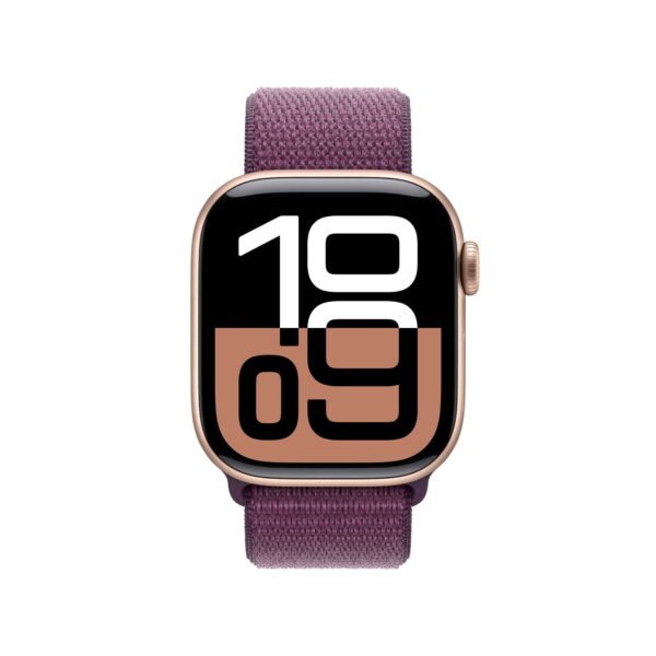 Restored Apple Watch Series 10 GPS 42mm Rose Gold Aluminum Case with Plum Sport Loop (Refurbished)