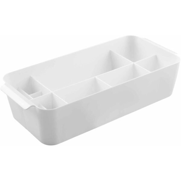iDesign Clarity Large Divided Cosmetic Bin, White