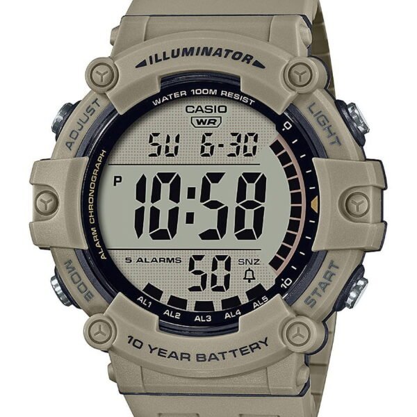 Casio Large LCD Digital Wristwatch Adult Mens Tan
