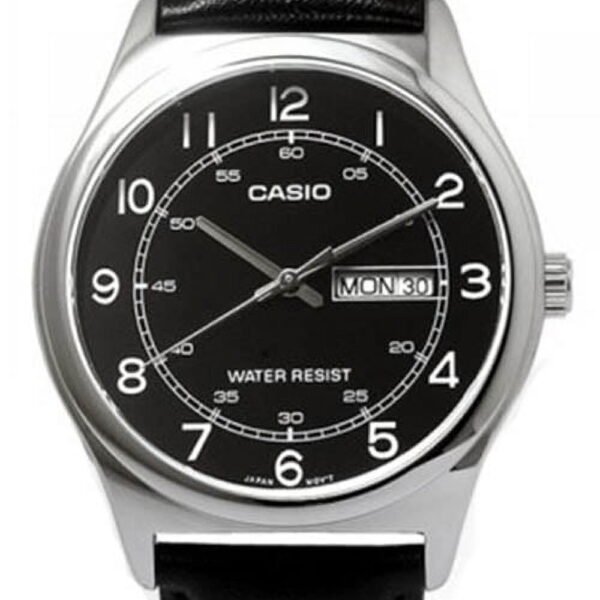 Casio Men's Analog Quartz Stainless Steel/Black Leather Watch MTPV006L-1B2