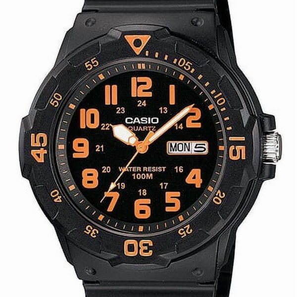 Casio Men's Dive Style Watch, Black/Orange Accents MRW200H-4BV