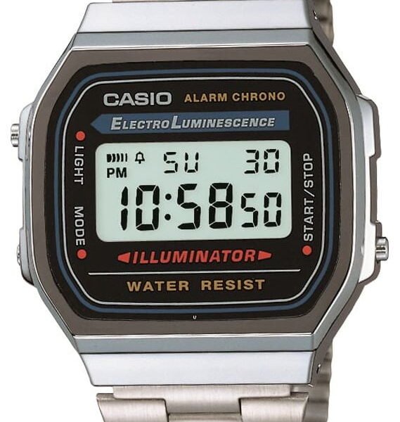 Casio Men's Stainless Steel Band Wristwatch, Silver & Black