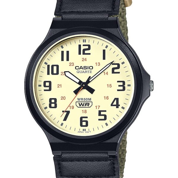 Casio Mens Analog Cloth Band Wristwatch, Green MW240B-3BV
